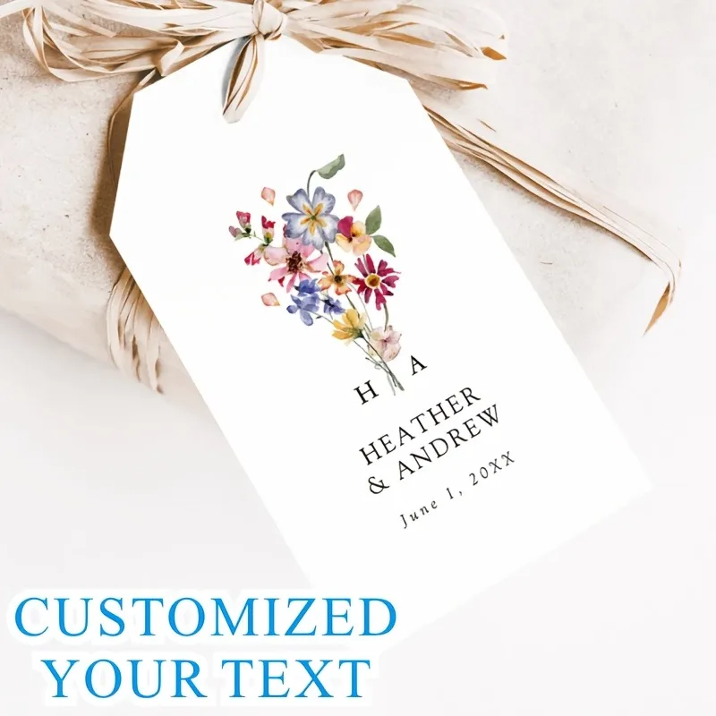 Custom Bridal Shower Thank You Hang Tags 500Pcs (3x5cm) - Custom Text, Eucalyptus Floral, Gift Tags (No String) - view 5