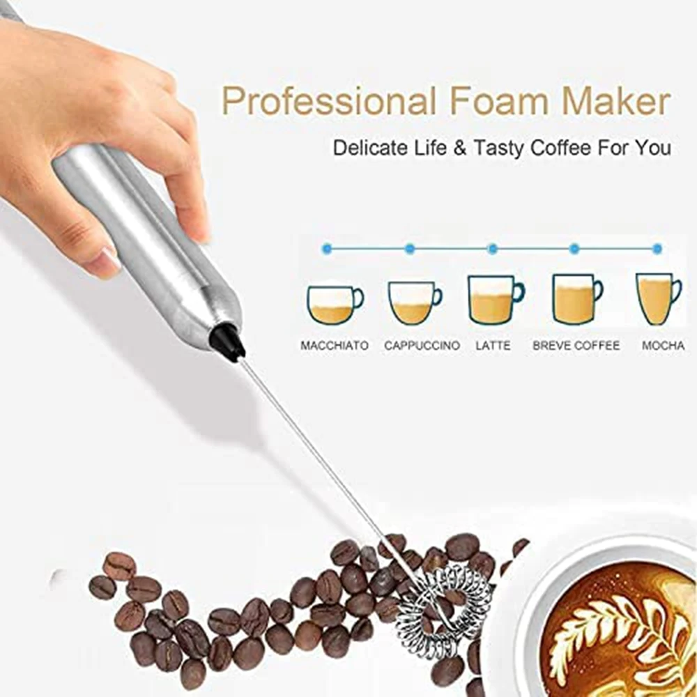 Electric Milk Frother Rod Stainless Steel Handheld Milk Frother Frother Battery Operation