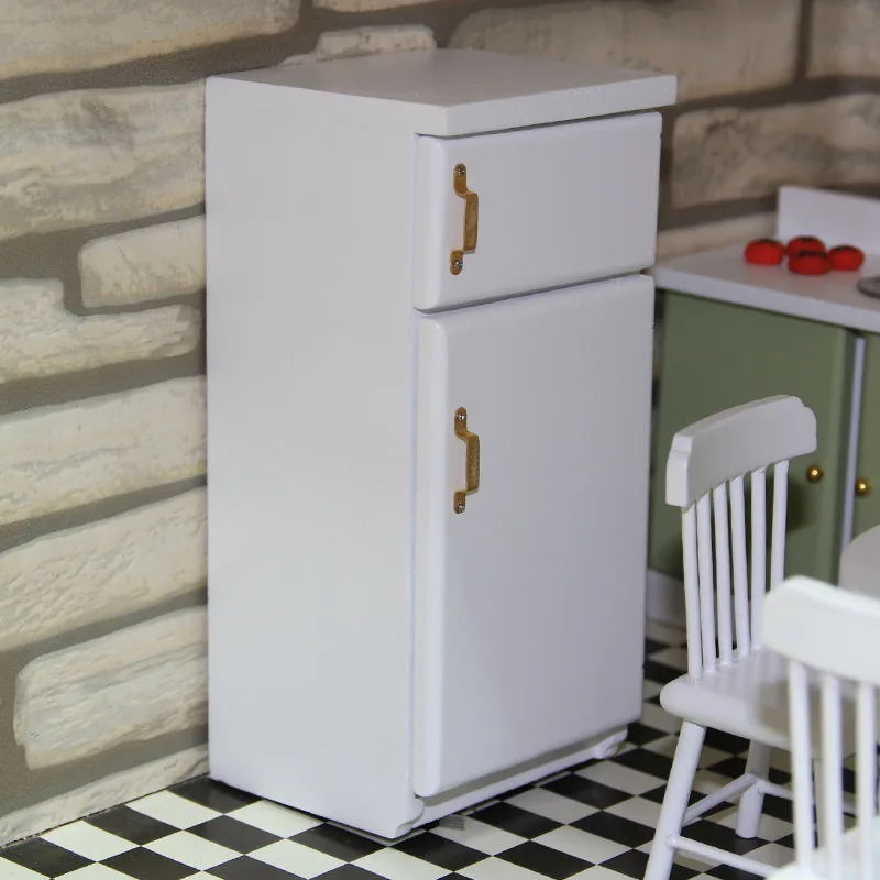 Miniature Furniture Scale Models 1:12 Dollhouse Kitchen Scene White Refrigerator Doll House Ornament Accessorie Children's Gifts