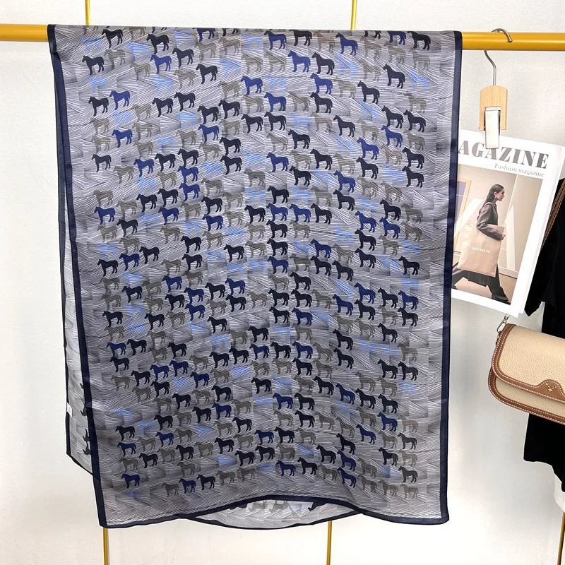100% Mulberry Silk High Grade Luxury Korean Style Horse Versatile Shawl Outer Wear Long Scarf Neck Scarf