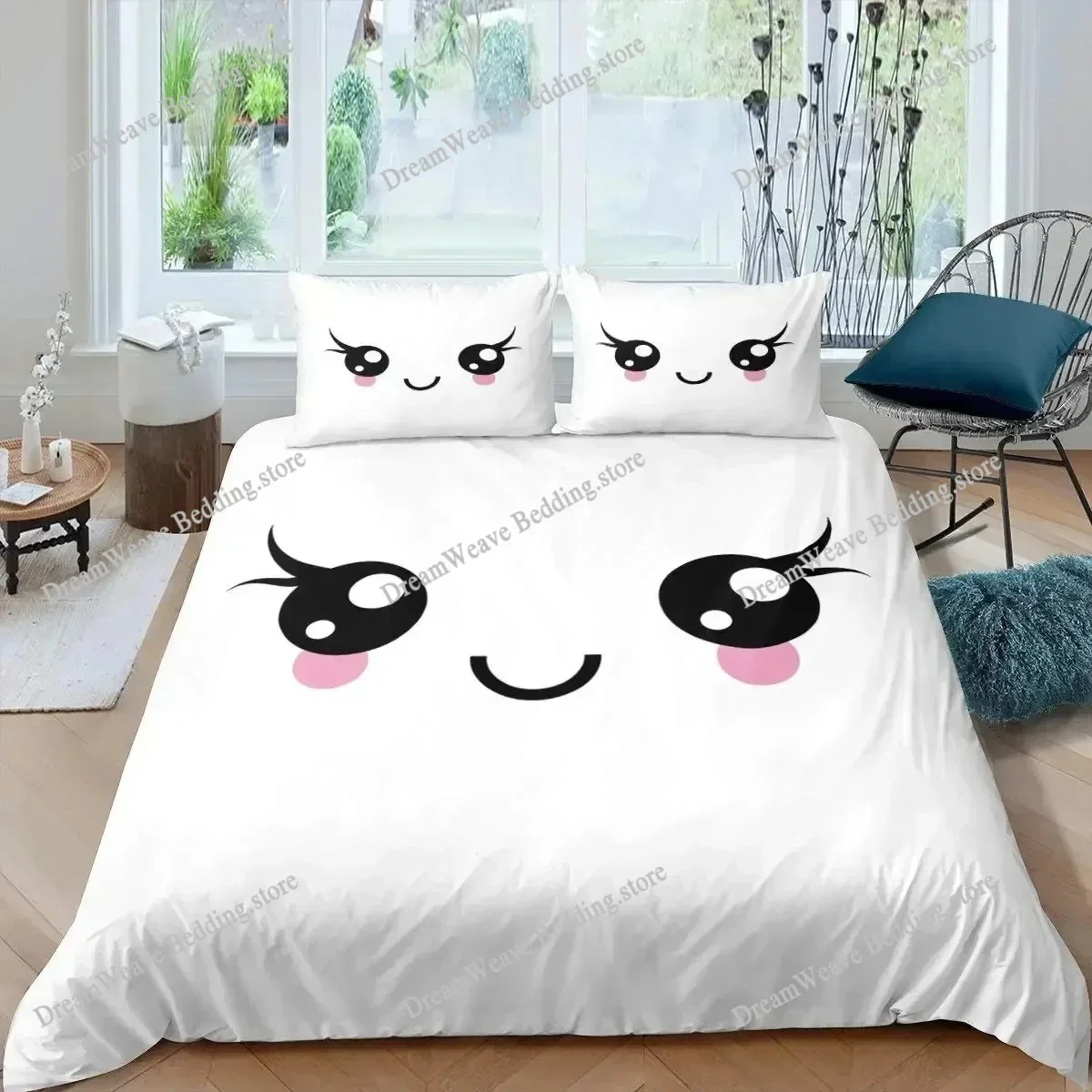 Eyelash Duvet Cover Set Romantic Woman Closed Eyes Long Lashes  King Queen Bedding Set English Words Polyester Quilt Cover