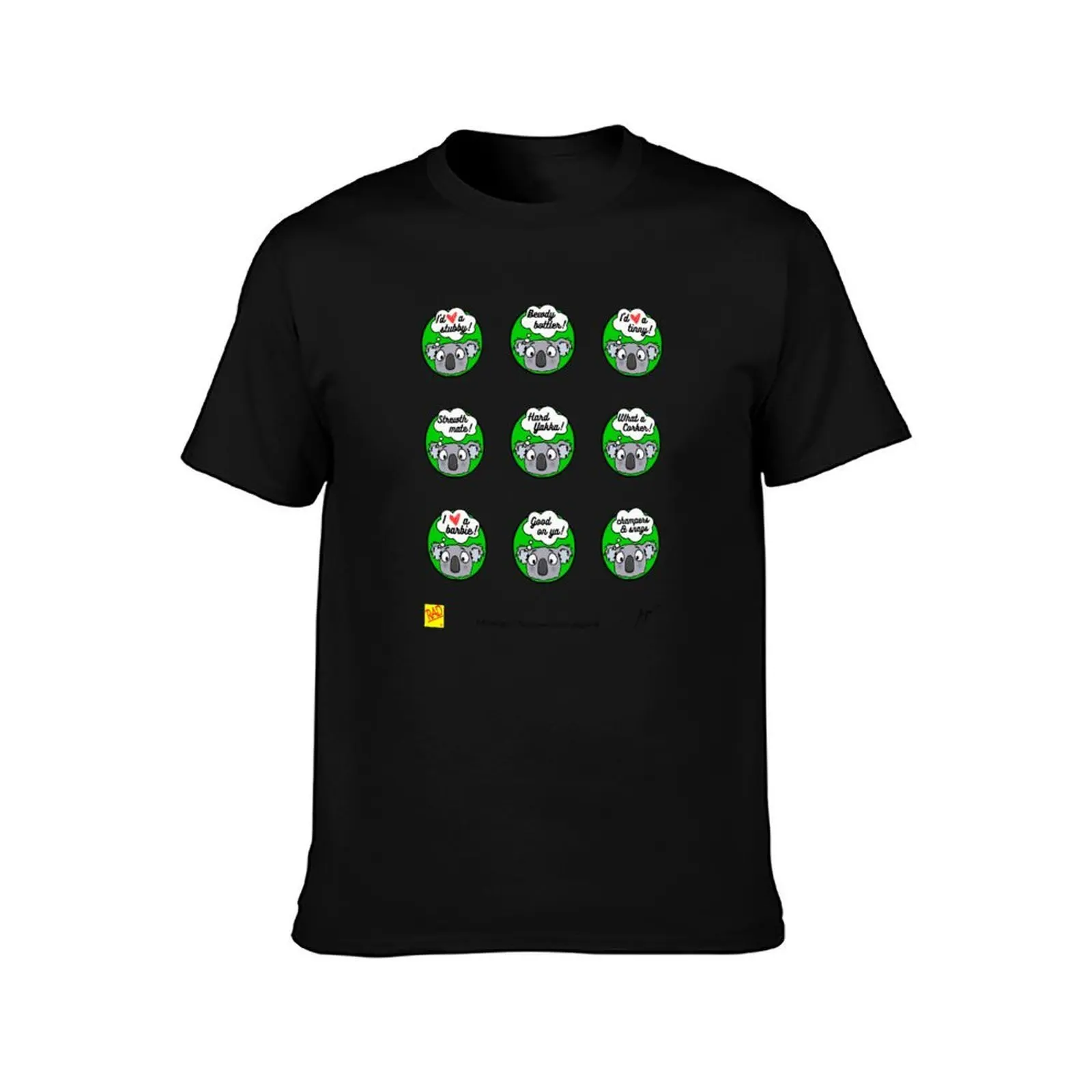 Australian Expressions - Koala Sticker Sheet 2 T-Shirt, Summer Casual Cotton Tee, Oversized Streetwear Tops, Unisex Men Women