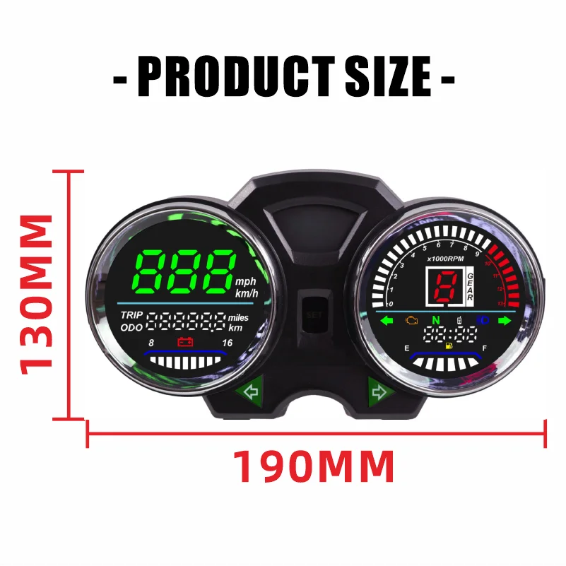 Motorcycle Digital LED Display Dashboard Speedometer Odometer 1-6Gear Tachometer 0-13,000 RPM For GN125 GN150 125cc 150cc