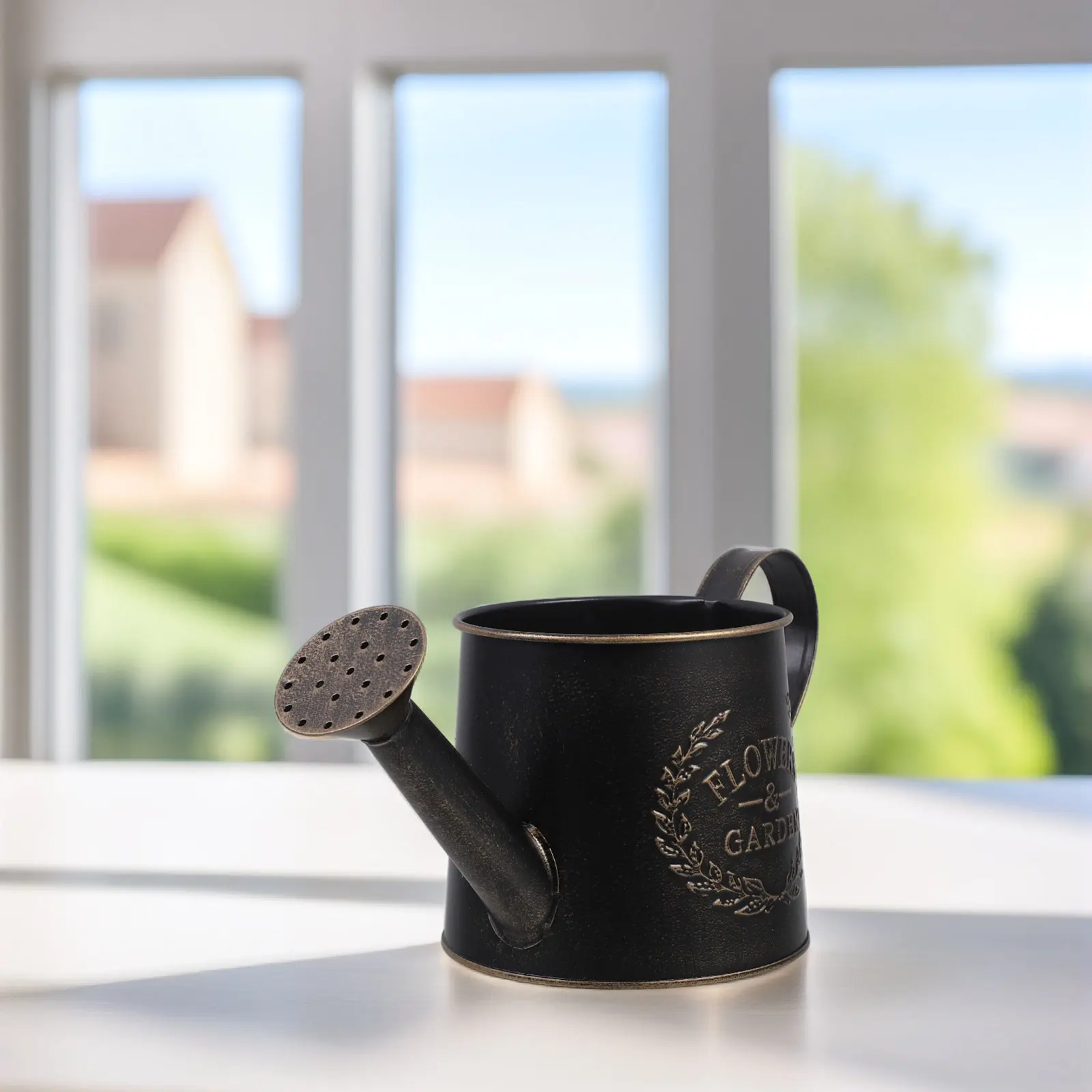 Plant Watering Can Black Iron Spill Reducing Design for Indoor Outdoor Houseplants 1 Piece