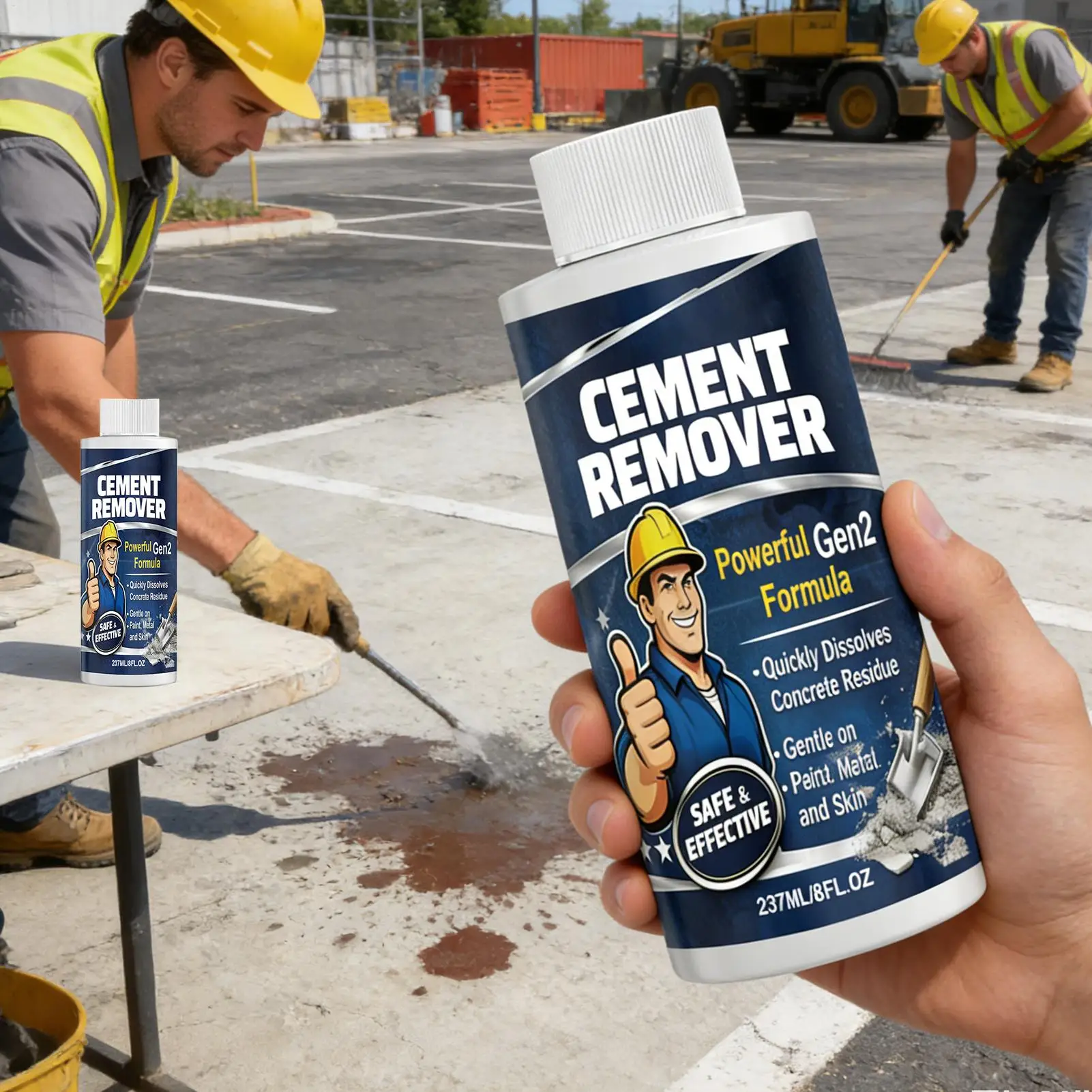 Fast-Acting Concrete Remover 237ml No-Damage Cleaner Cement Dissolver for Tools Surfaces, Sidewalk Garage Patio Floor Wall Brick
