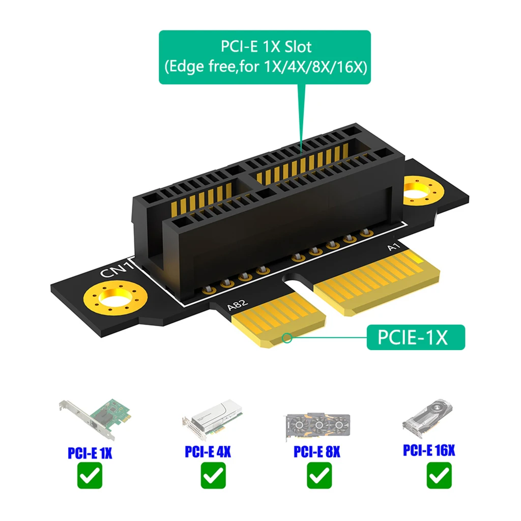 20mm/32mm PCIE X1 X4 X8 90 Degree Reverse Male to Female Riser Card PCI Express Converter Adapter Riser Board for 1U / 2U Server