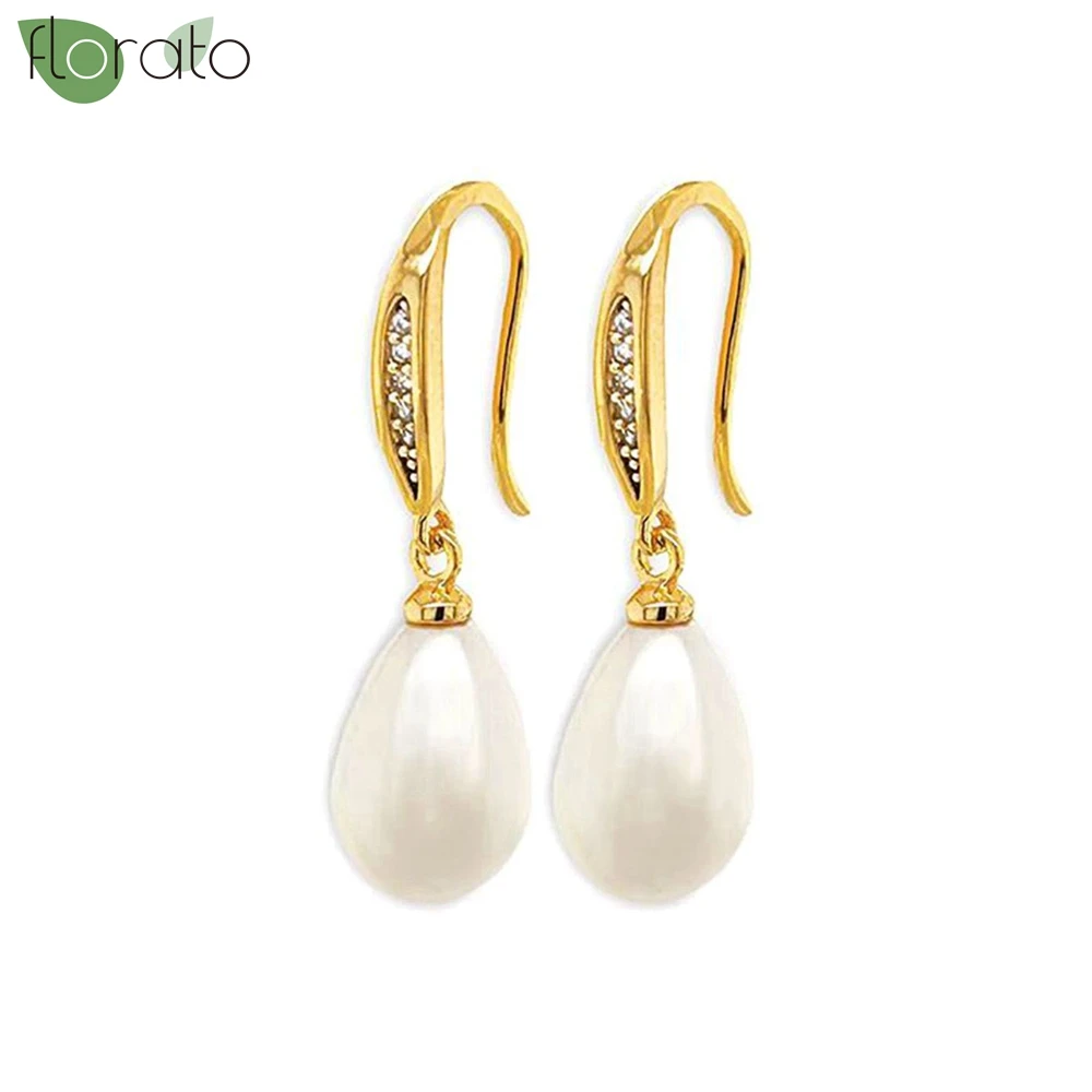 925 فضة إبرة موضة محاكاة أقراط اللؤلؤ للنساء رائعة قطرة الماء قلادة أقراط مجوهرات الزفاف