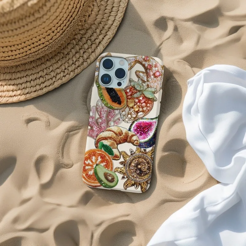 Fruity European Summer Mosaic Phone Case For IPHONE 16 15PRO MAX 14 13 12 11 Acrylic TPU Two in one magnetic Phone Cases