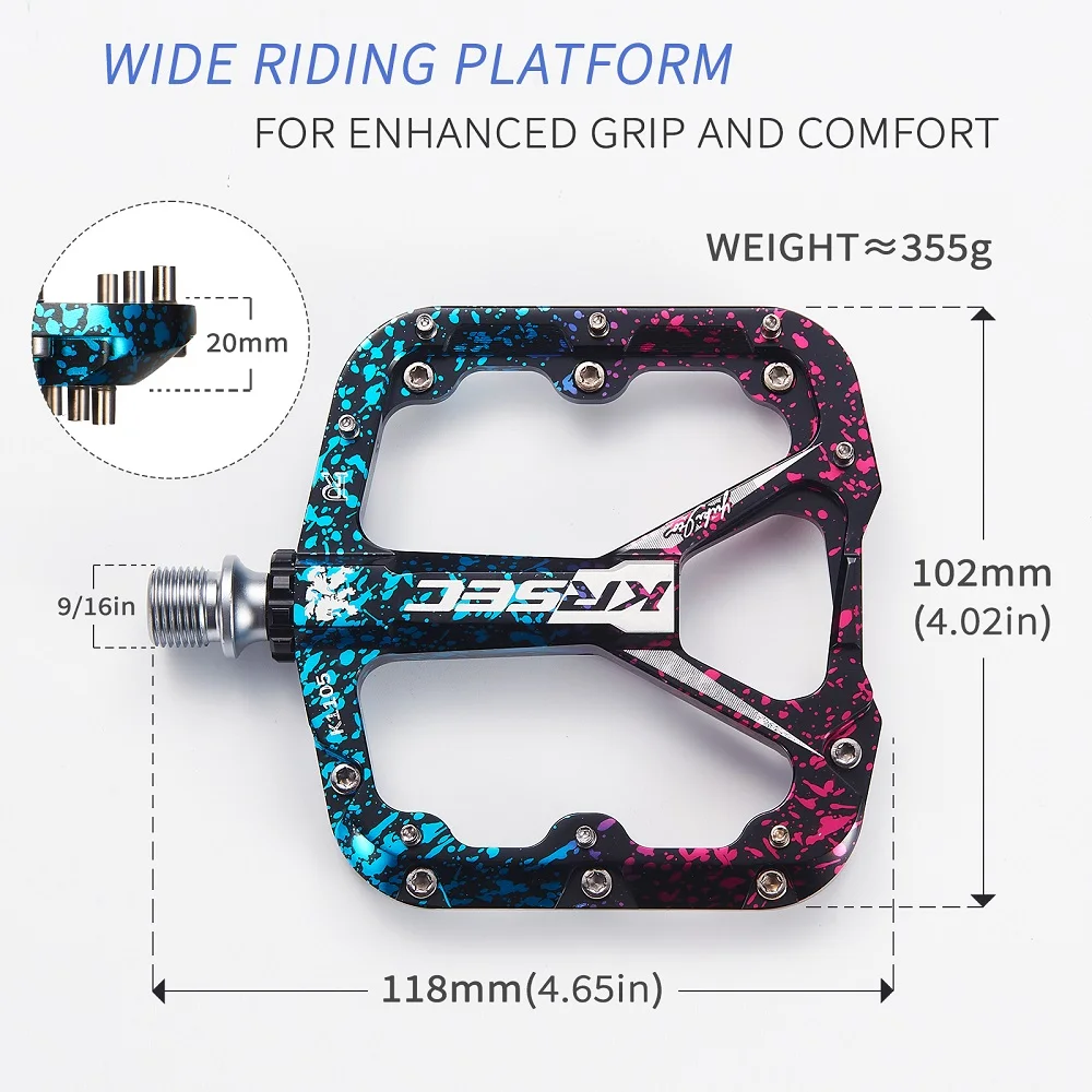KRSEC Bicycle Pedal Aluminum alloy Ultralight Seal 3 Bearing MTB Bicycle Pedals Accessories Mountain Road Bike Bearing Pedal