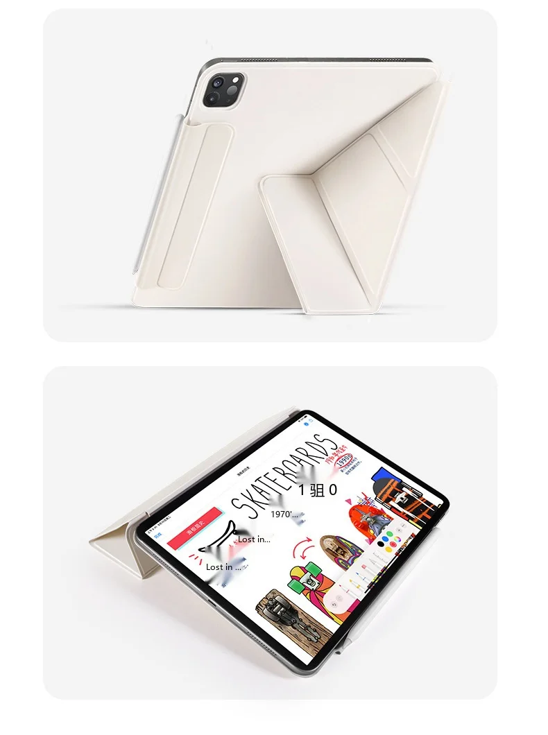 Für iPad Air Pro 11 10,9 10,2 9,7 Zoll Leder 3+Y Faltbare Magnetische Doppelseitige Clip-Schlaf-/Aufwach-Hülle – Detail 4