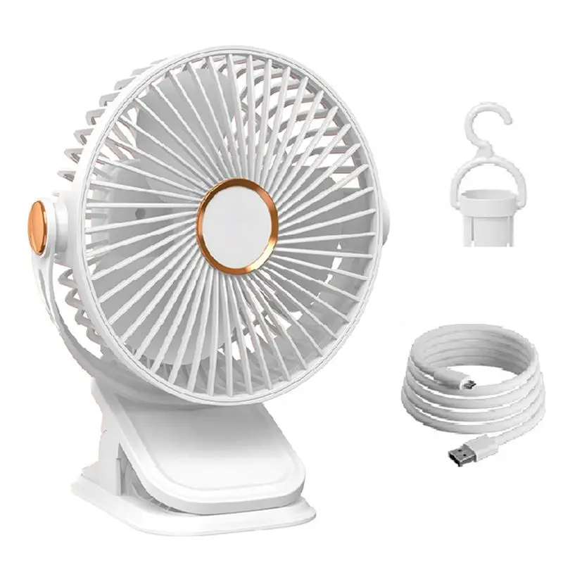 

【FUXQ】5 Speed Quiet Rechargeable Mini Table Fan For Home Office Stroller Camping Clip On Rechargeable Fan