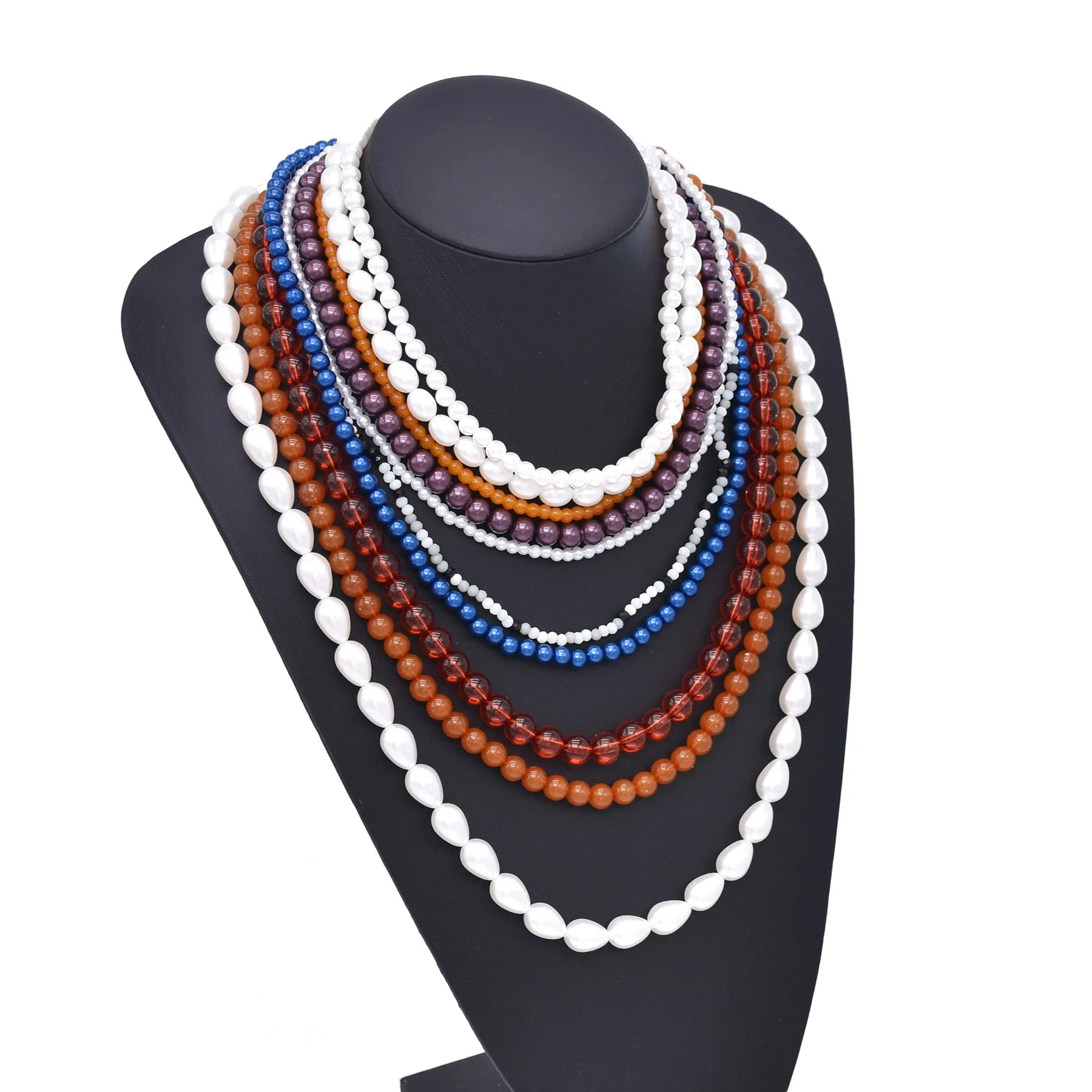 Multi Layered Pearl Beads Choker Necklace for Women Bohemian African Ethnic Tribal Bib Necklaces Summer Jewelry Accessories