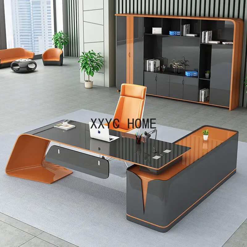 Luxury Creative Customized Technology Baking Paint Office Desk Boss Desk Fashionable Manager Desk President  Furniture AA