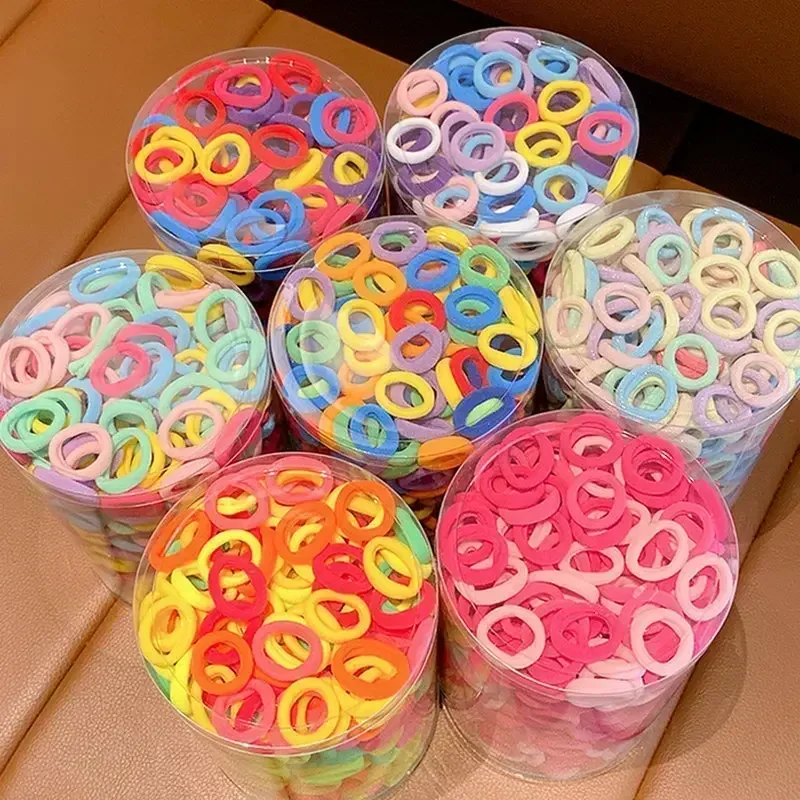 500/100PCS Women Girls Colorful Hair Bands Nylon Elastic Rubber Hair Accessories Ponytail Small Hair Tie Scrunchies Headband