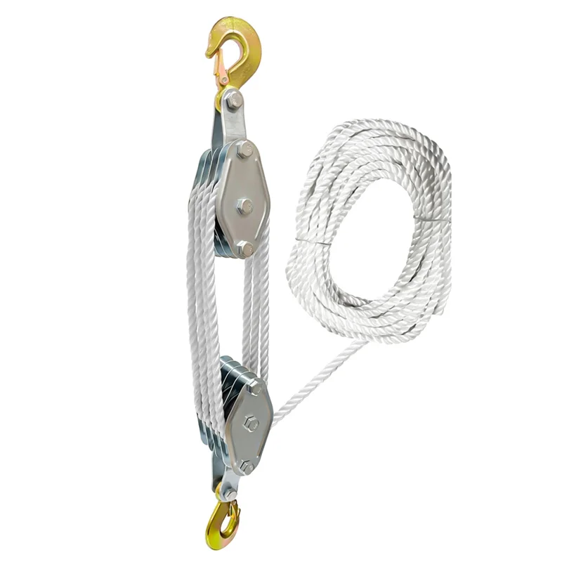 ABRS-2200 Lbs Breaking Strength Block And Tackle Pulley Hoist With 6:1 Lifting Power For Heavy Duty Jobs