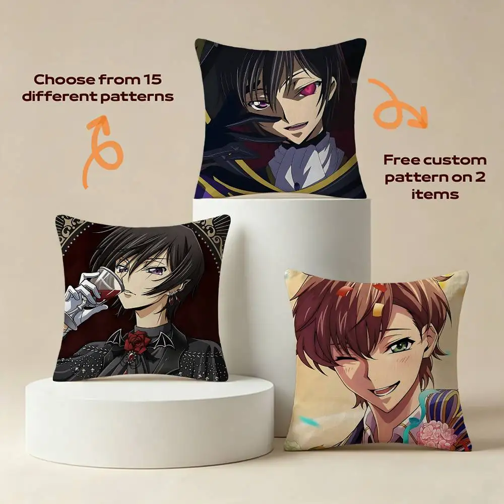 C-Code-Geass Anime L-Lelouch of the Rebellion Square Sofa Pillow Cover Solid Color Living Room Home Decor Cushion Case