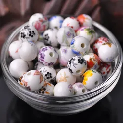 20pcs Round Millefiore Ceramic Beads Flower Bead 8 10 12mm Big Hole Porcelain Loose Bead Diy Earring Jewelry Findings Handmade