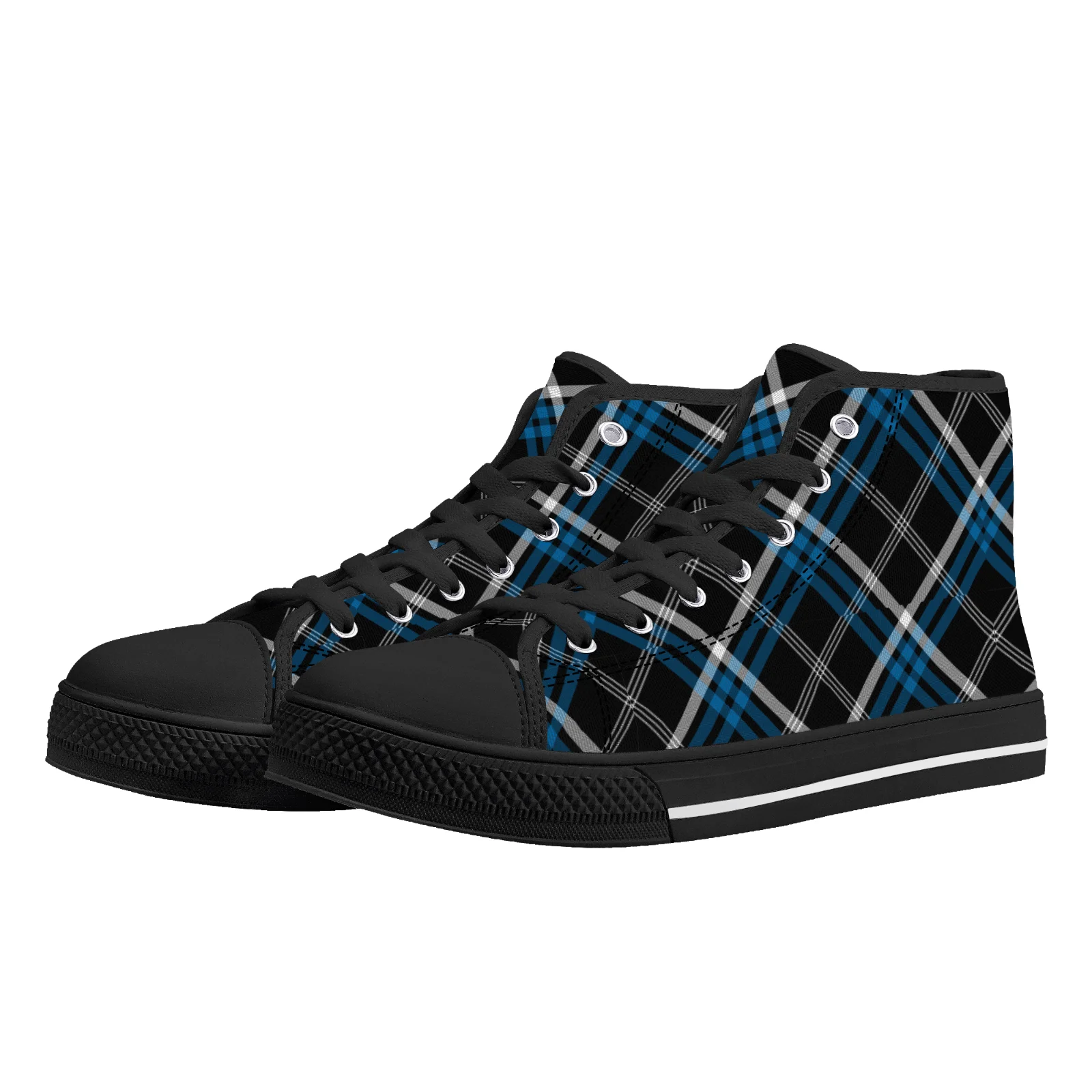 

Classic plaid twill canvas shoes stylish retro casual sneakers for men and women