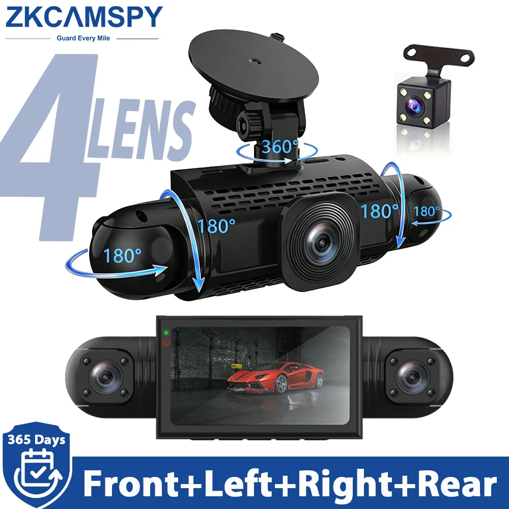 4 Channel Car Dash Cam Black Box FHD 1080P Night Vision 24h Parking Monitor Audio Video Recorder Car DVR Dash Camera