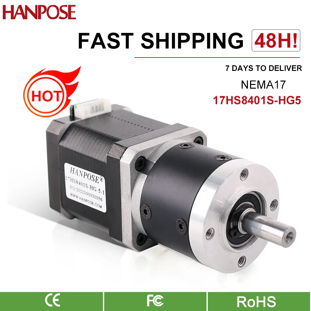 

HANPOSE stepper motor 17HS2408S/3401S/4401S/8401S-HG Precision Gear Motor Reduction Ratio 5:1 10:1 Planetary Gear Stepper Motor