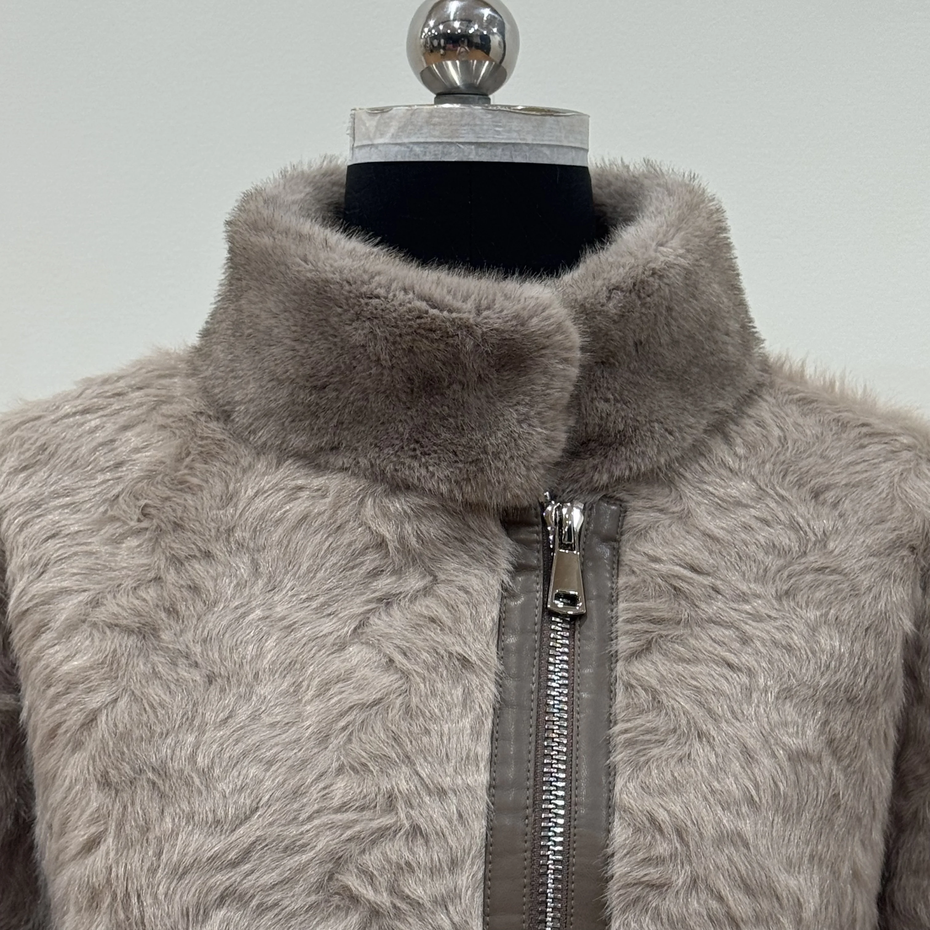 Bo cui autumn and winter women's patchwork design fashionable stand up collar loose short imitation fur coat