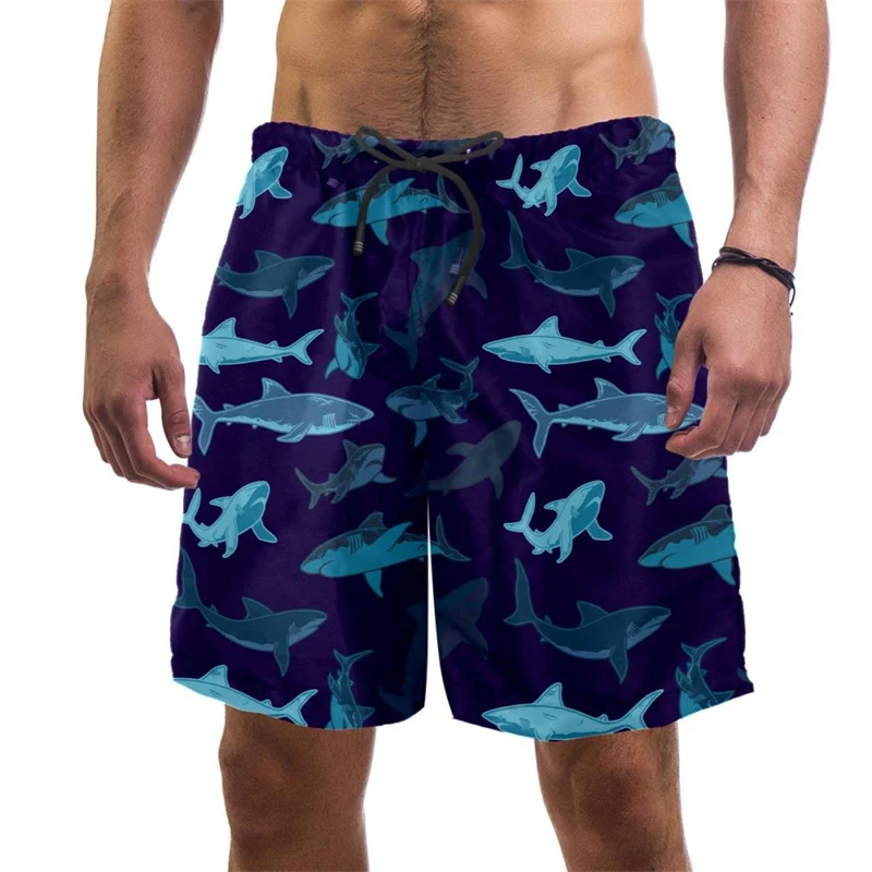 Hawaiian 3d Print Cartoon Shark Beach Shorts Men Quick Dry Swimming Trunks Summer Casual Oversized Short Pants Surf Board Shorts