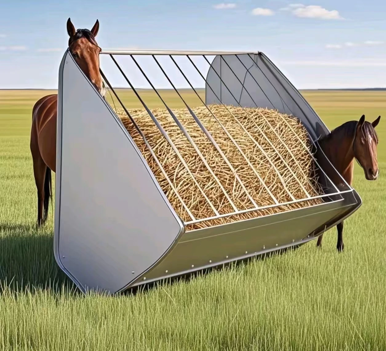 Carbon Steel Wall-Mounted Hay Rack Large Capacity Feeder for Horses/Sheep/Goats