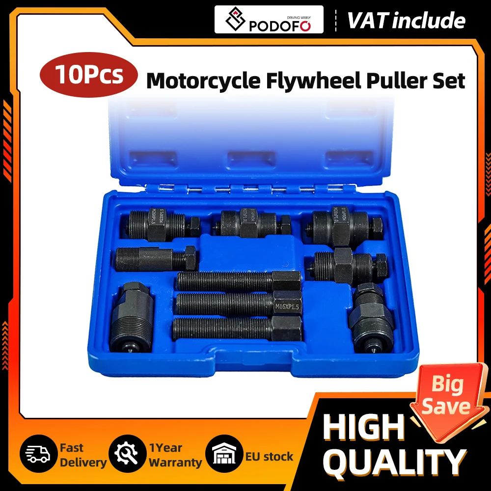 Podofo – Kit de 10 extracteurs de volant moteur universels avec boîte de rangement pour moto et voiture