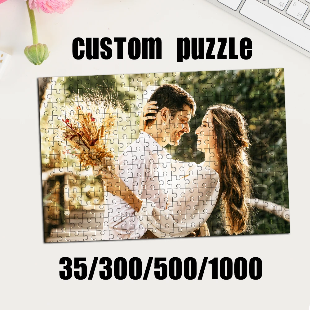 35/150/300NEW couple Customized Photo Jigsaw puzzle Mosaic Customizable Poster For Children Toy Family Gift