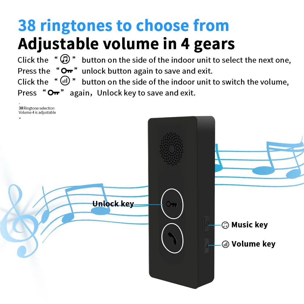 Wireless intercom doorbell wiring required built-in wireless signal two-way intercom one-button remote unlocking Voice Intercom