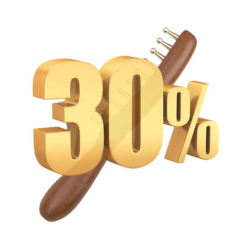10-Teeth Copper & Wood Massager Comb For Head Meridian Therapy And Relaxation Golden Sandalwood Scraping Guasha Long Handle