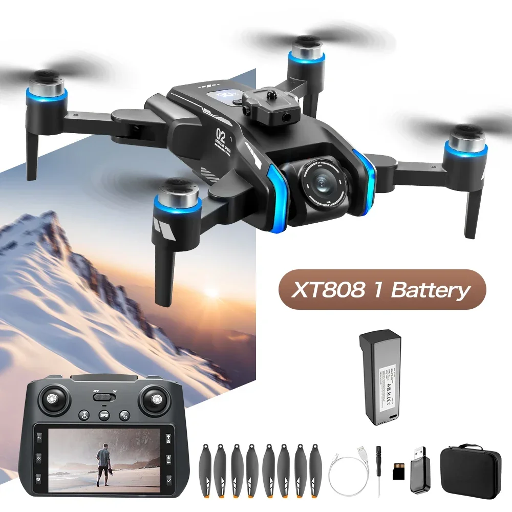 

XT808 GPS 4K HD Дрон с двойной камерой и экраном, управляемый профессиональным предотвращением препятствий, бесщеточный складной квадрокоптер, игрушка-дрон