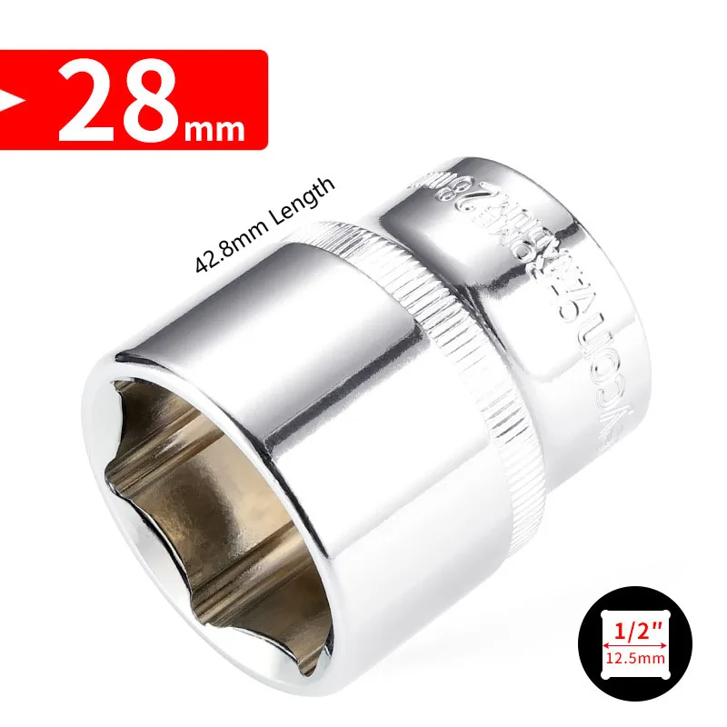 25/26/28/34/36mm Large Size Hex Socket Cr-v Alloy Metric Wrench Socket Head For Nut Removalr Ratchet Wrench Auto Repair Tools