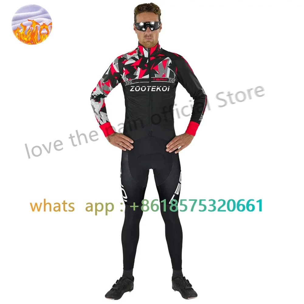 

Zootekoi Cycling Clothing Men Winter Fleece Cycling Jersey Set Mtb Road Maillot Ropa Ciclismo Warm Long Sleeves Bike Uniform New