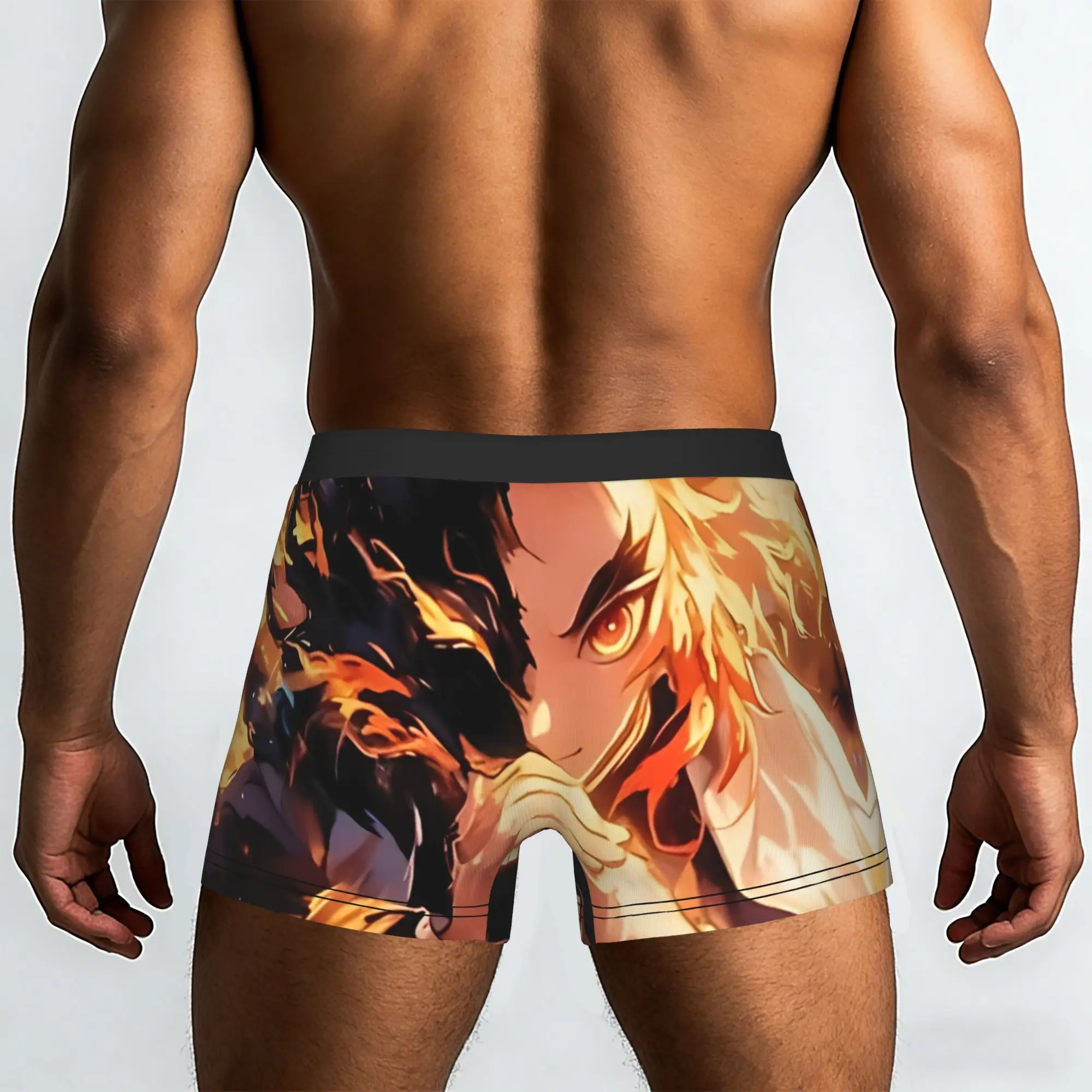 Demon Slayer Flame Anime Bandai Demon Slayer Underpants Breathbale Panties Men's Underwear Print Shorts Boxer Briefs