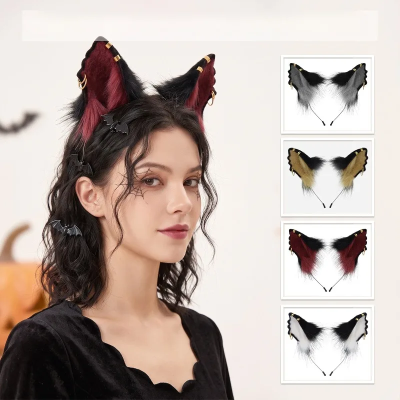 Practical Animal Cat Ears Headband Artificial Faux Furs Lolita Ears Headwear Reusable Hair Accessories Gothic Headband Halloween