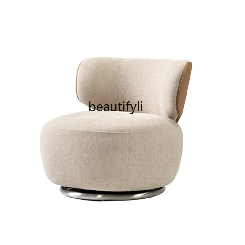 

zq Rotating Sofa Curved Leather Chair Backrest Simple Reception Single French Small Couch Bedroom and Household