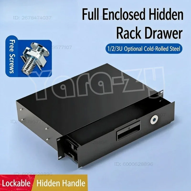 1U 2U 3U Rack Mount Drawer with Lock, 19