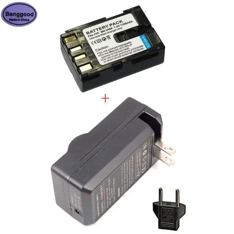 1100mAh BN-V408U BNV408U BN-V408 BNV408 Camera Camcorder Battery + AC Charger For JVC GR D20 D200 D200US D201 D20E D20EG D21EK