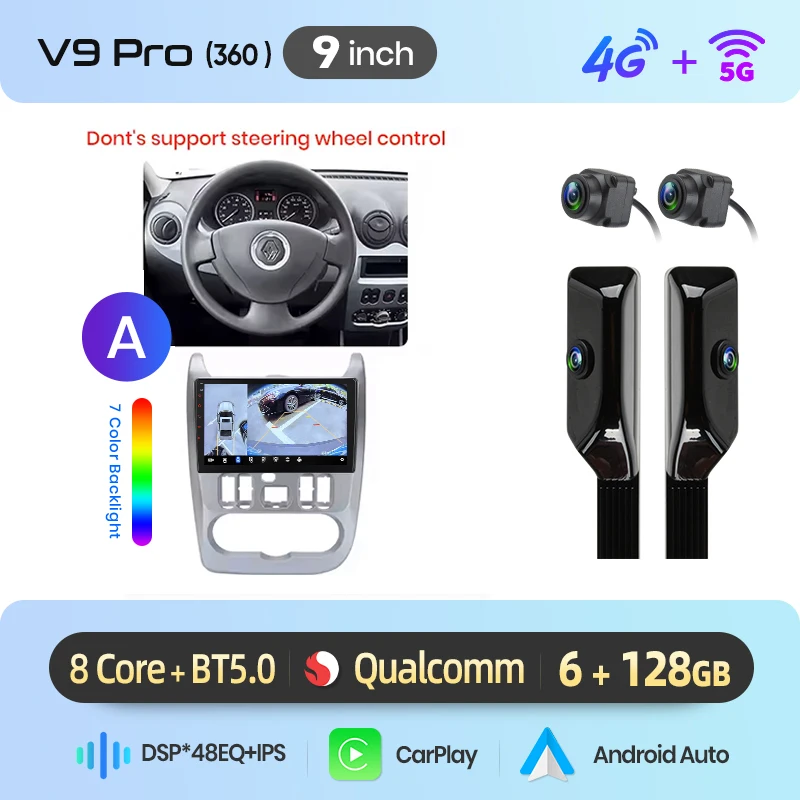 Junsun Android Auto autoradio voor Renault Logan 1 Sandero 2009 2010 2011-2013 Multimedia draadloze CarPlay SWC GPS navigatie RDS DSP
