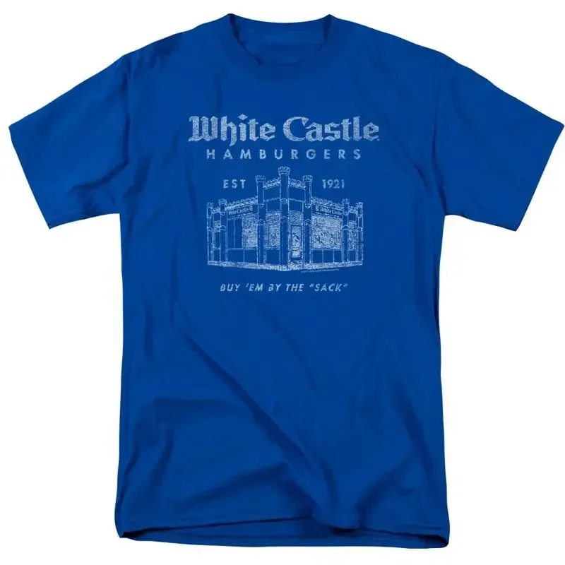 White Castle By The Sack T Shirt Mens Licensed Hamburger Royal Blue