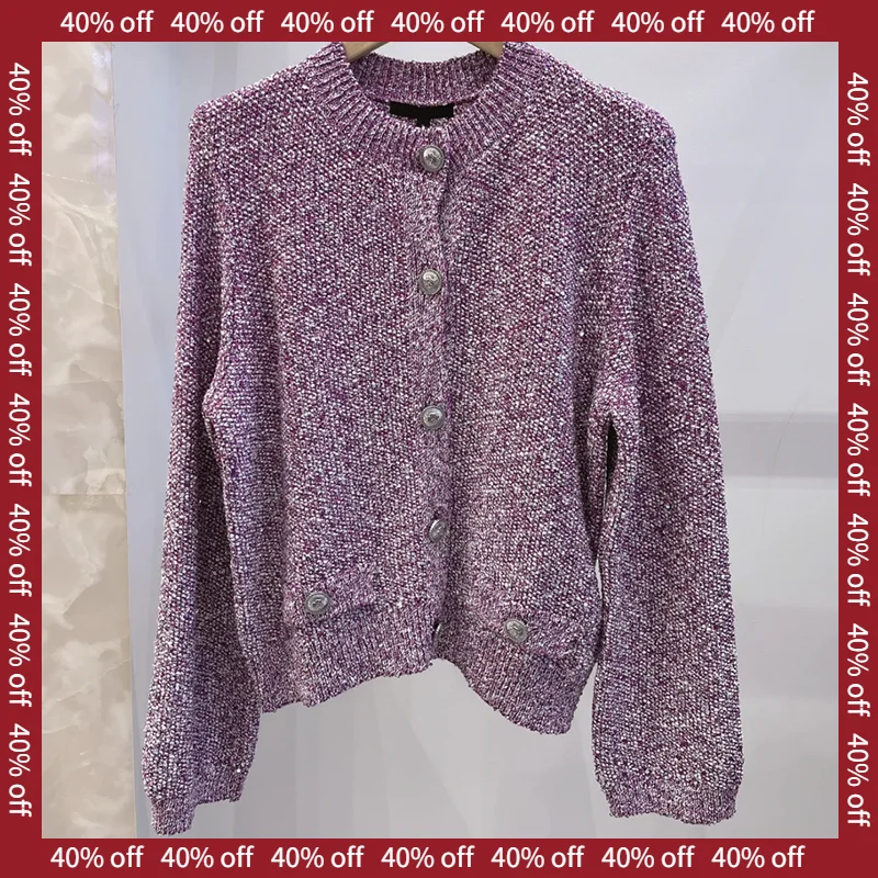 

Разноцветный вязаный топ розово-фиолетового цвета, ранняя весна Faion Small Fraance Sle, женский прямой топ-труба, длинный све irt