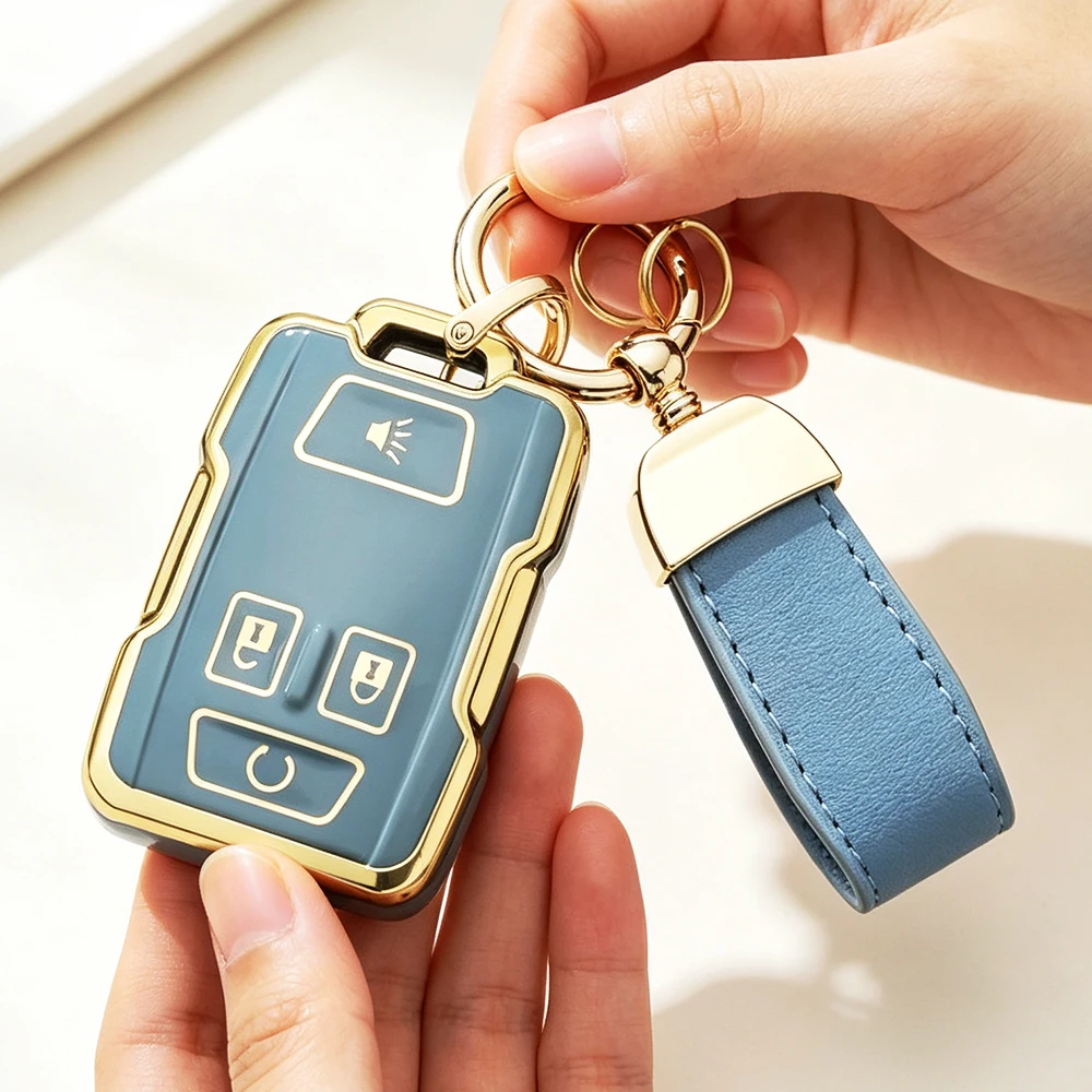 TPU Smart Remote Key Shell Case for Chevrolet Silverado 1500 3500 2500 Colorado GMC Sierra Canyon Tahoe 2014 - 2026 Keychain