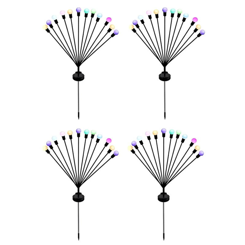 

LICE-4 PCS Solar Swaying Light Sway By Wind, Outdoor Lights 12LED For Yard Patio Decoration Colo Light