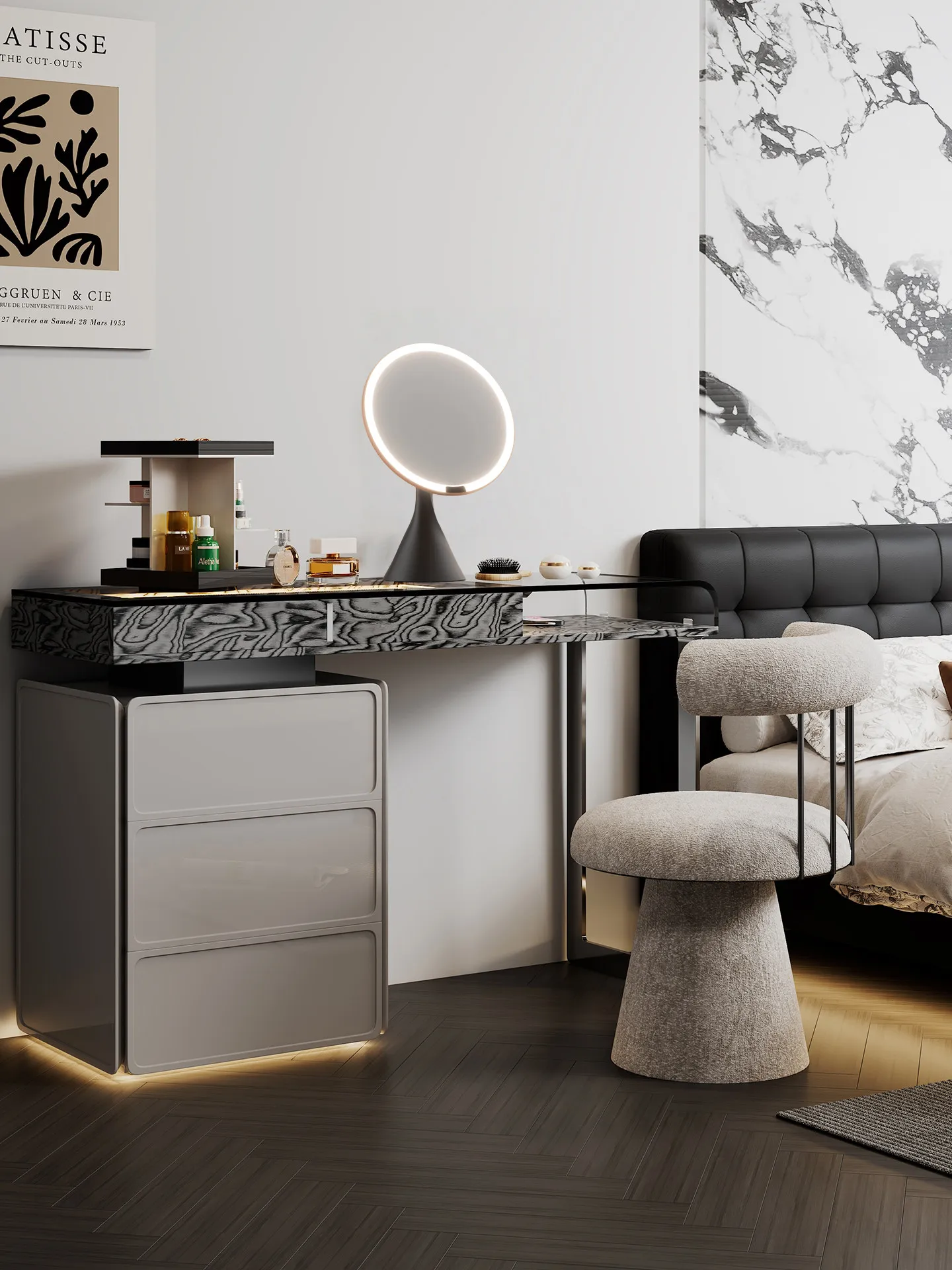 

PYJ Modern Minimalist Solid Wood Dresser Chest of Drawers Integrated Italian Minimalist Bedroom Dressing Table
