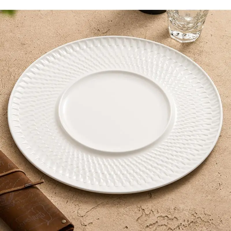 Relief Textured Ceramic Serving Plate Dessert Sushi Steak Pasta Plates Restaurant Molecular Food Tableware