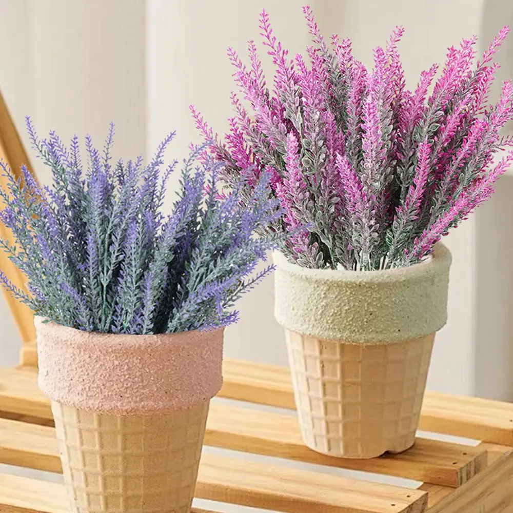 5/10 قطعة نباتات الزهور الاصطناعية الخزامى عيد الميلاد مهرجان الزفاف باقات الزفاف المنزل في الهواء الطلق الأشعة فوق البنفسجية حماية هدية الديكور