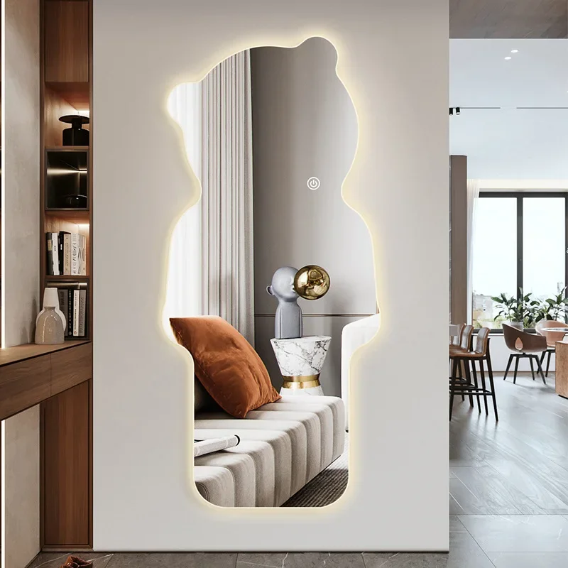 

Smart, full length mirror, bear led luminous with light, frameless, simple