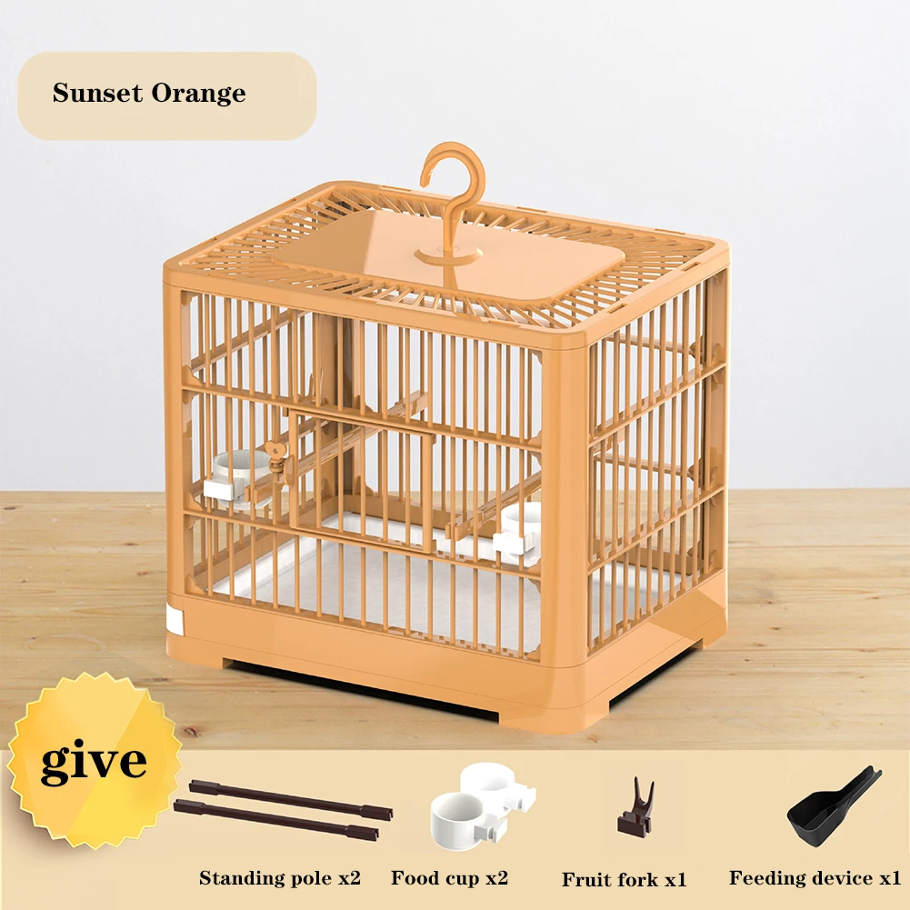 Travel Bird Cage, Bird Travel Carrier Cage With Handle, 2 Standing Pole, Food Container And 2 Cup, Fruit Fork For Cockatiels ﻿