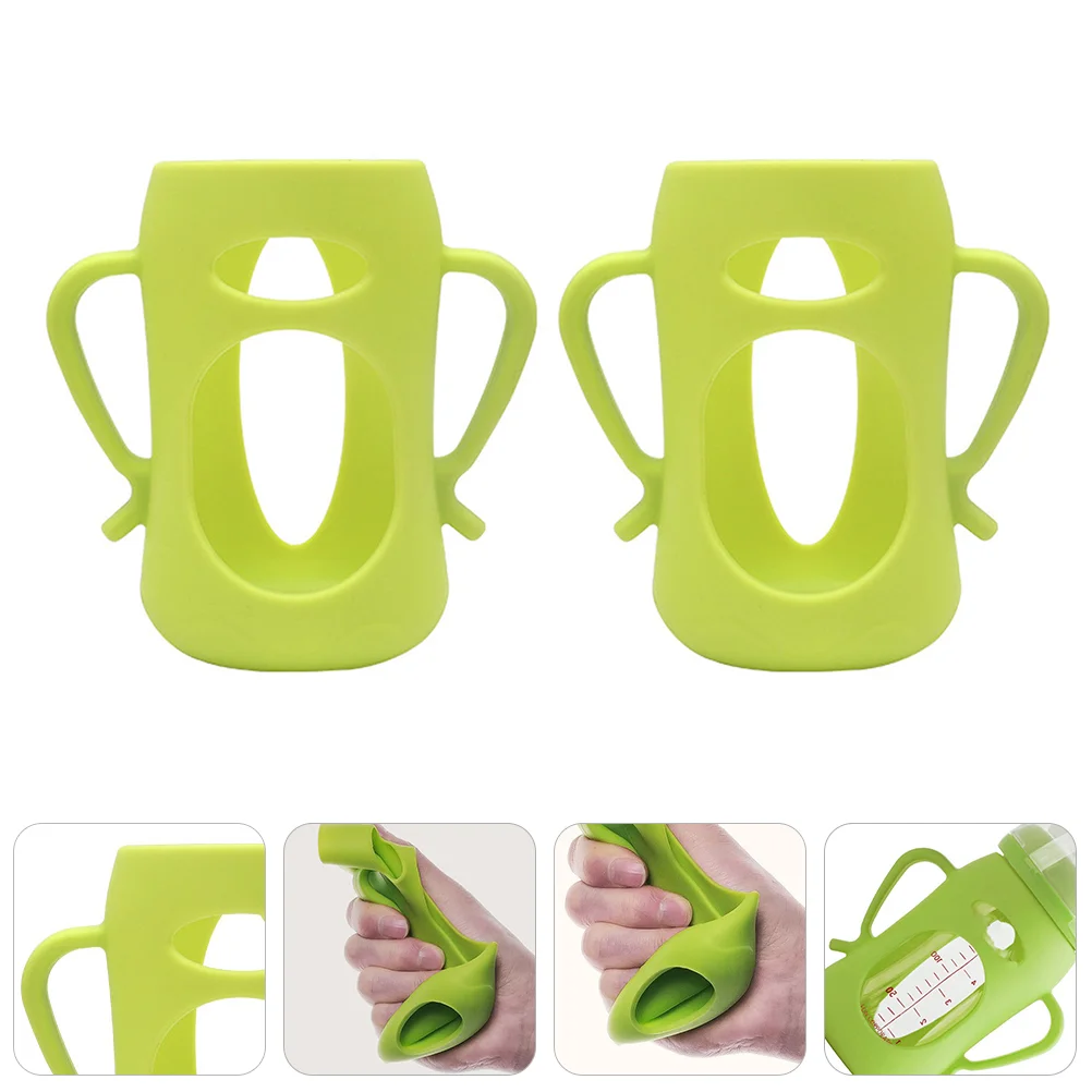 2 Pcs Handle for Milk Bottle Baby Cover Anti-drop Silicone Sleeve Anti-skid Feeding